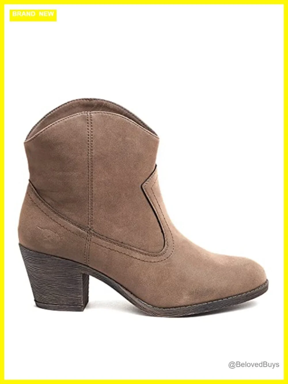 Ankle-length Western Boot with Stacked Heel and Cushioned Footbed